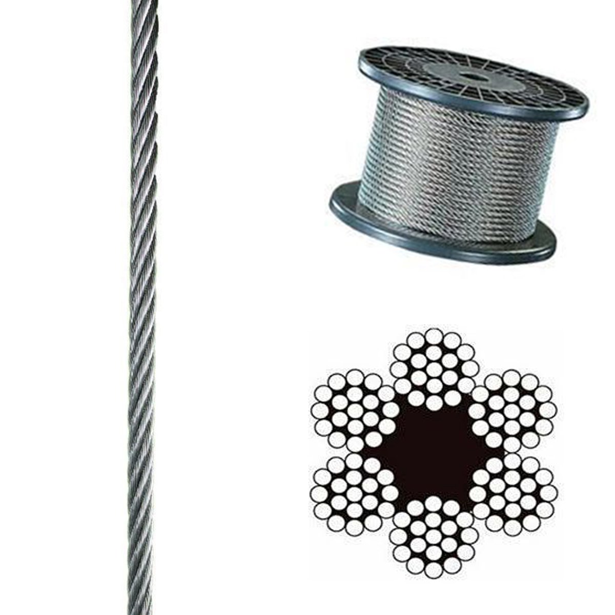 lano  5mm oceľ  6x19 -drôtové 1770N/mm2 - Šnúry, laná, reťaze, kladky a karabinky | MasMasaryk