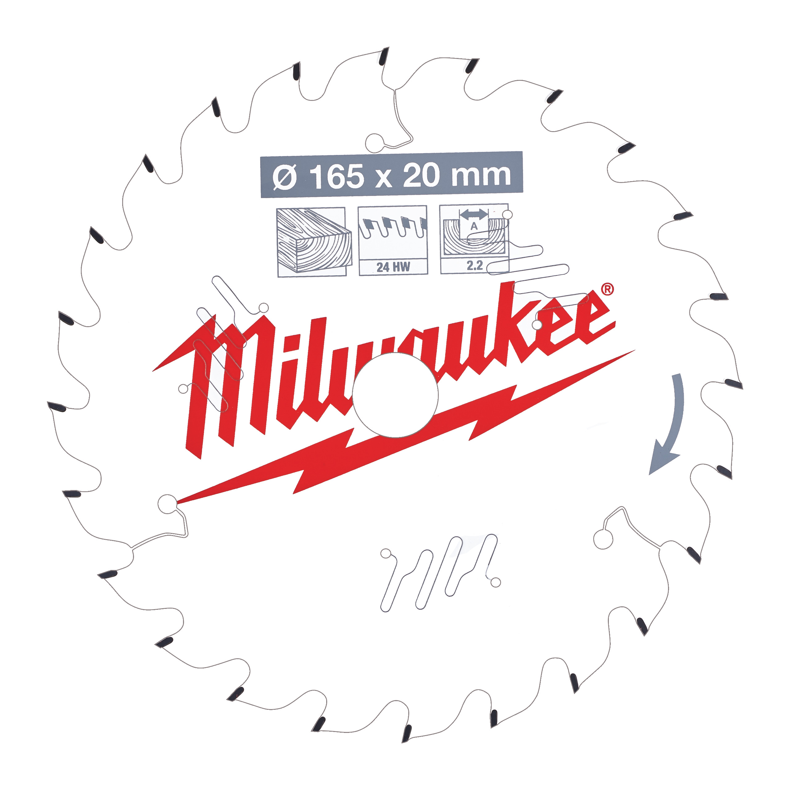 Milwaukee kotúč pilový drevo 165x20mm/24Z 4932471294