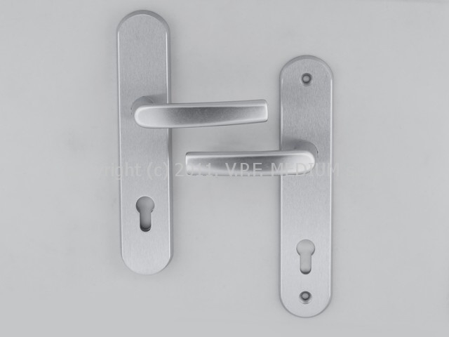 kľučka/kľučka bezpečnostné kovanie R111 90mm bez prekrytia vložky strieborný elox - Kľučky | MasMasaryk