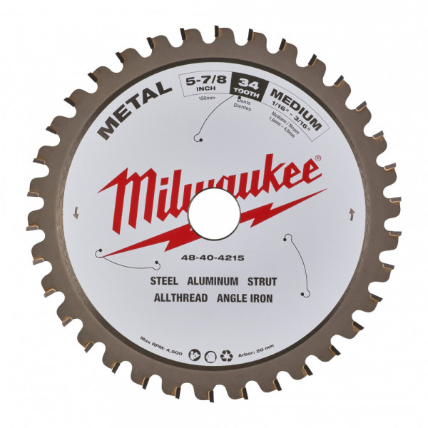 Milwaukee kotúč pilový kov 150/20mm/34Z  4932479554