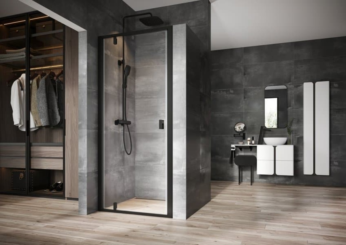 sprchové dvere  NDOP1-90 Pivot čierna-transparent 03O70300Z1 - Sprchové kúty a zásteny | MasMasaryk