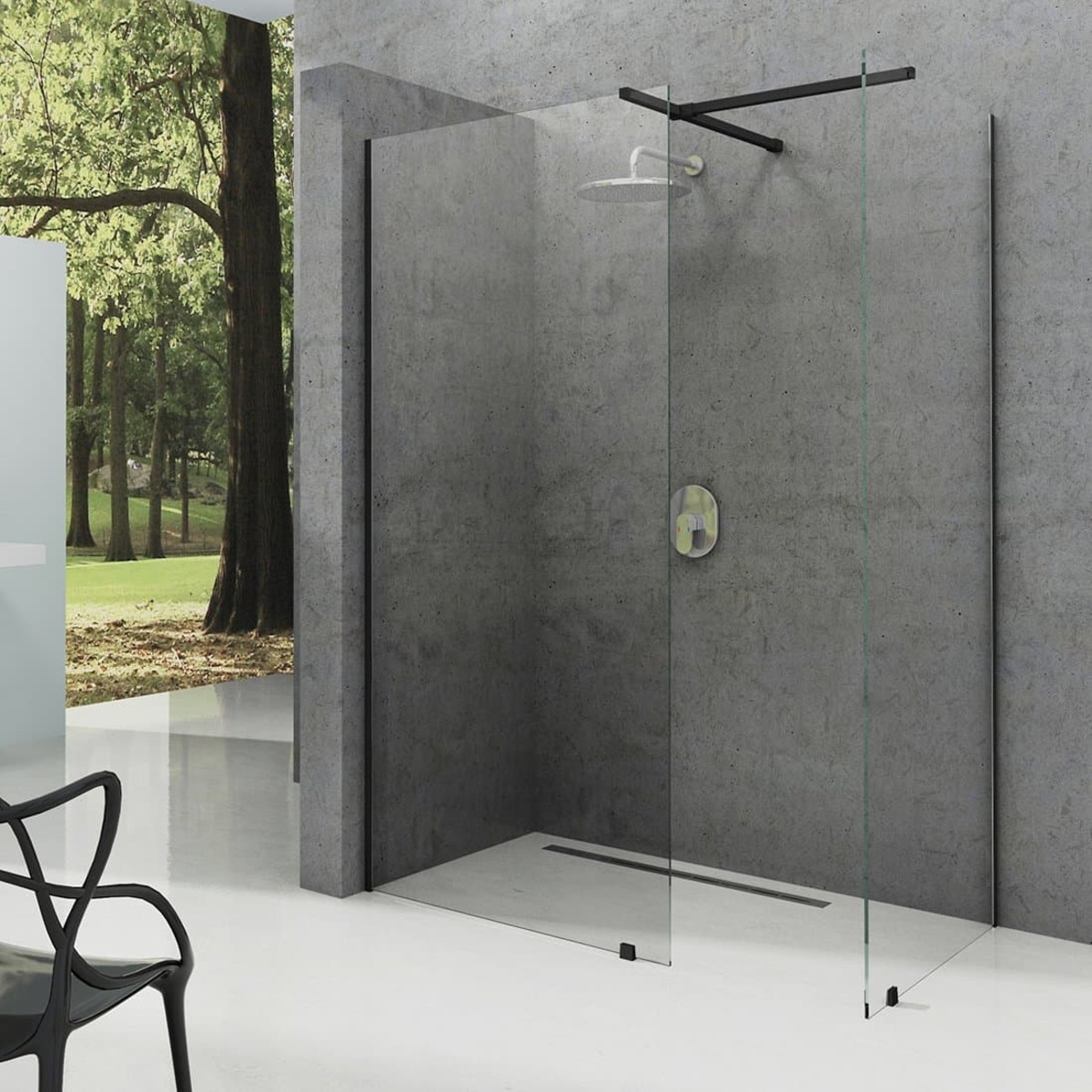 sprchová stena WALK-IN  DOUBLE WALL 70 profil čierna ,číre sklo,výška 2000mm RAVAK  - Sprchové kúty a zásteny | MasMasaryk