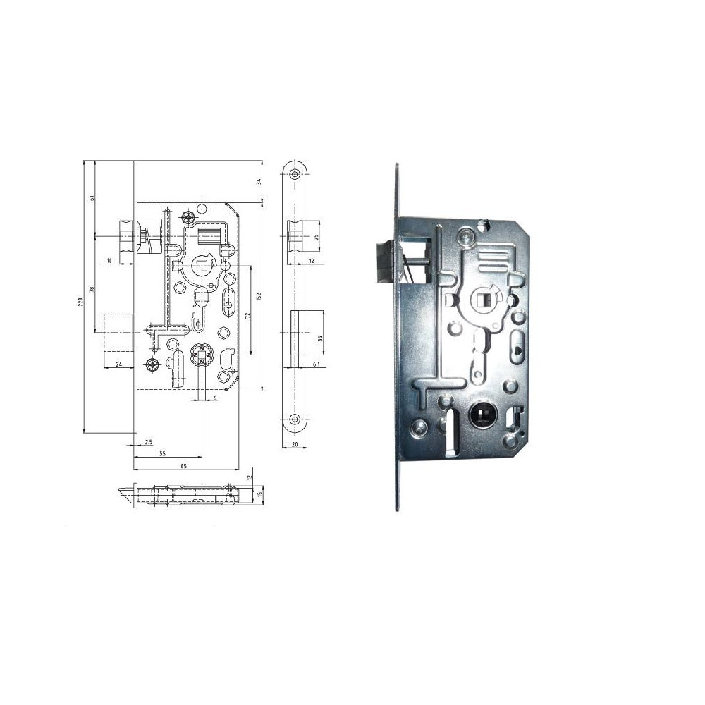 zámok WC 138/72 P/L -55 6x6