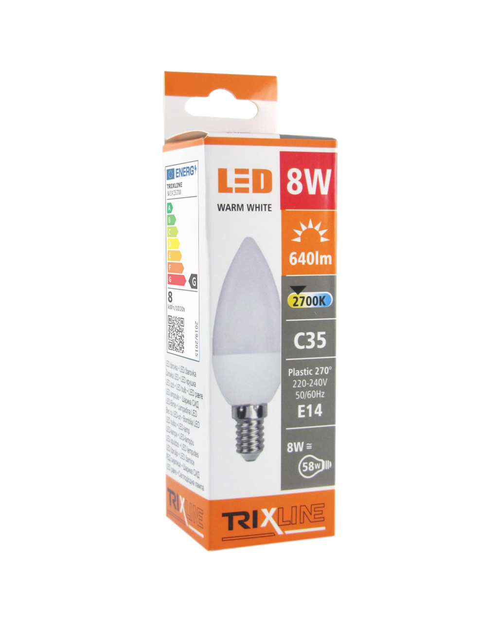 žiarovka E14 LED 8W 2700K TB C35