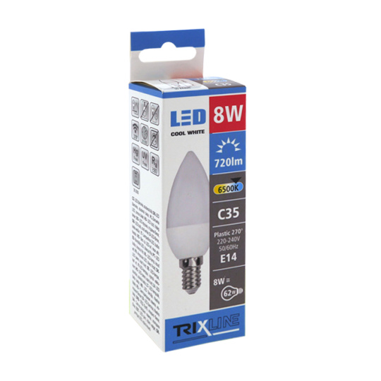 žiarovka E14 LED 8W 6500K DB C35