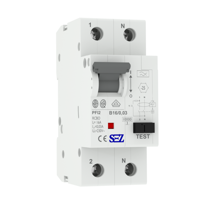 SEZ prúdový chránič s ističom 2p  PFI2 B10/1N/0.03B - modulárne prístroje | MasMasaryk