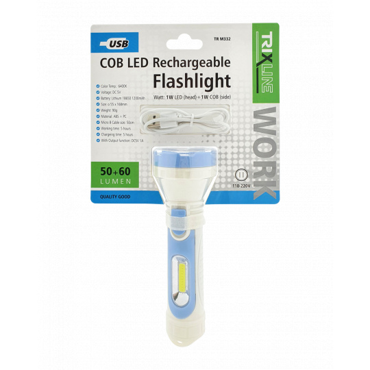 Baterka LED nabíjacie svietidlo  1W +1W COB (bočné)  M332 - svietidlá,halogény | MasMasaryk