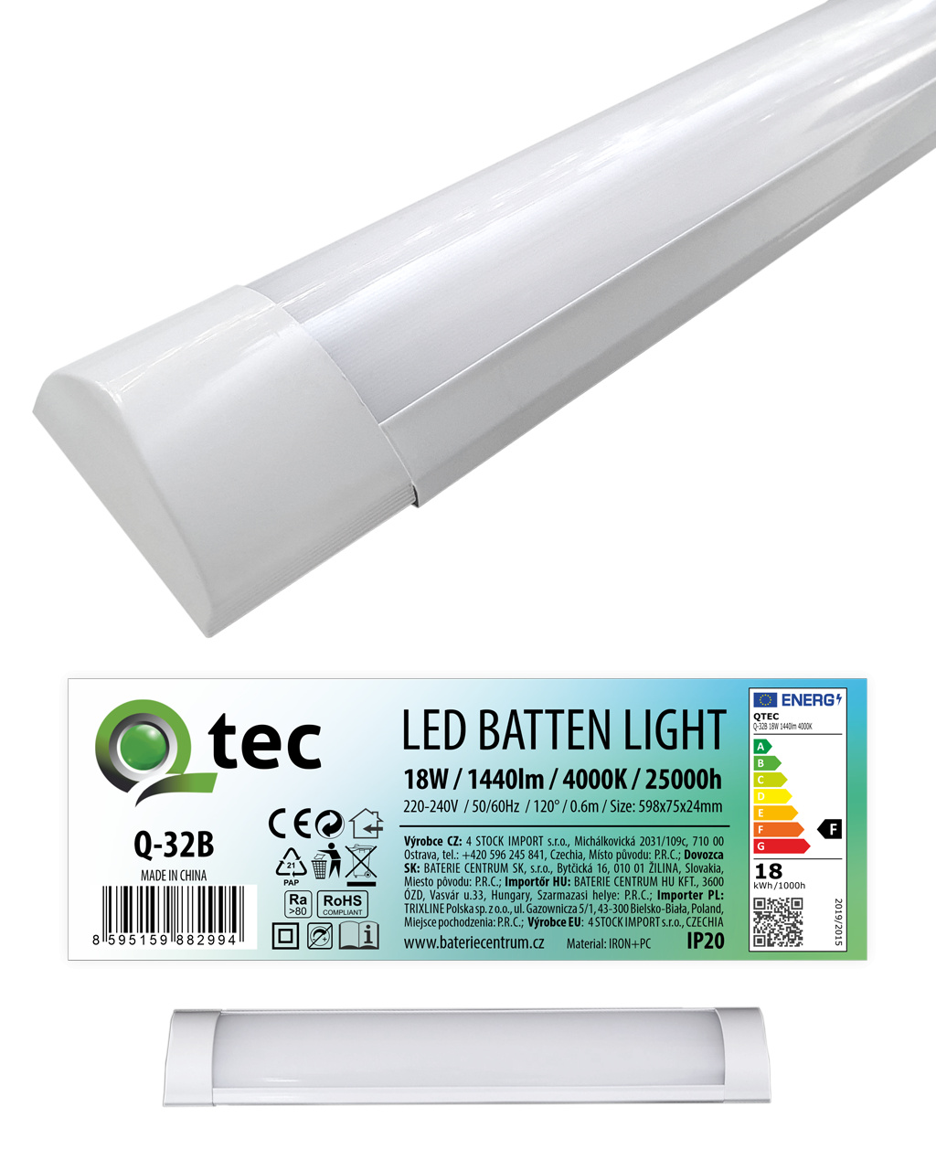 svietidlo LED 18W 4000K BATTEN LIGHT podlinkové Biele Q-32B - svietidlá,halogény | MasMasaryk