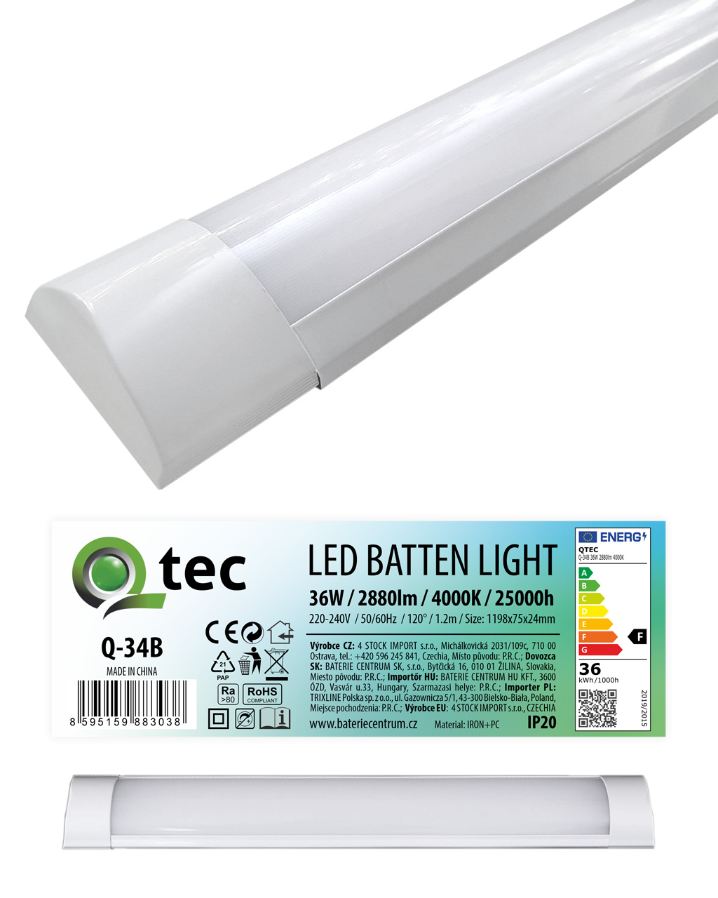 svietidlo LED 36W 4000K BATTEN LIGHT podlinkové Biele Q-34B - svietidlá,halogény | MasMasaryk