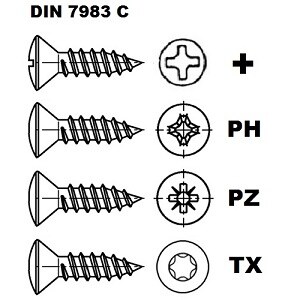 DIN 7983 skrutky do plechu so šošovkovou hlavou