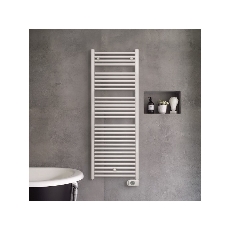 radiator rebrik ZEHNDER AURA  PBEZ-090-50 MQ biely lesklý rovný elektro 980x500 s tyčou MUSA 500W 