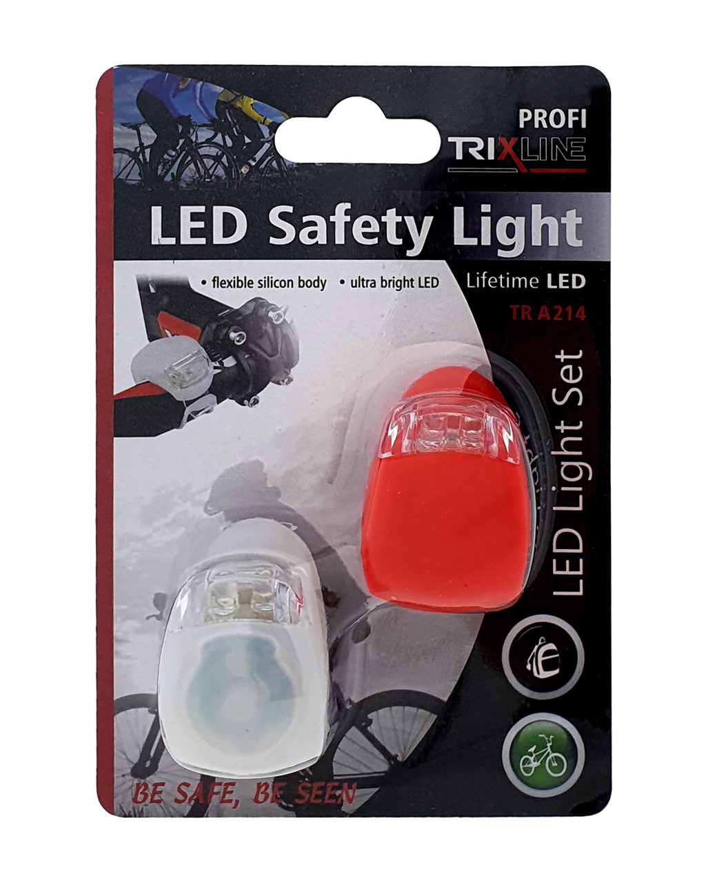 svetlo na bicykel set biela - červená LED TR A214  - svietidlá,halogény | MasMasaryk