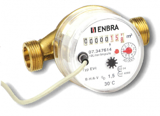 vodomer bytový 3/4"ET impuls T30 Q3 2,5m3/h  SV