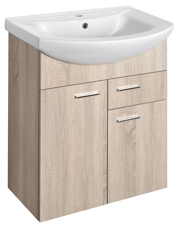 nábytok AQUALINE ZOJA 51165 skr. 61,5x74x32cm, 2x dvierka, 1x zásuvka, dub platin pod umýv. ZERO 65