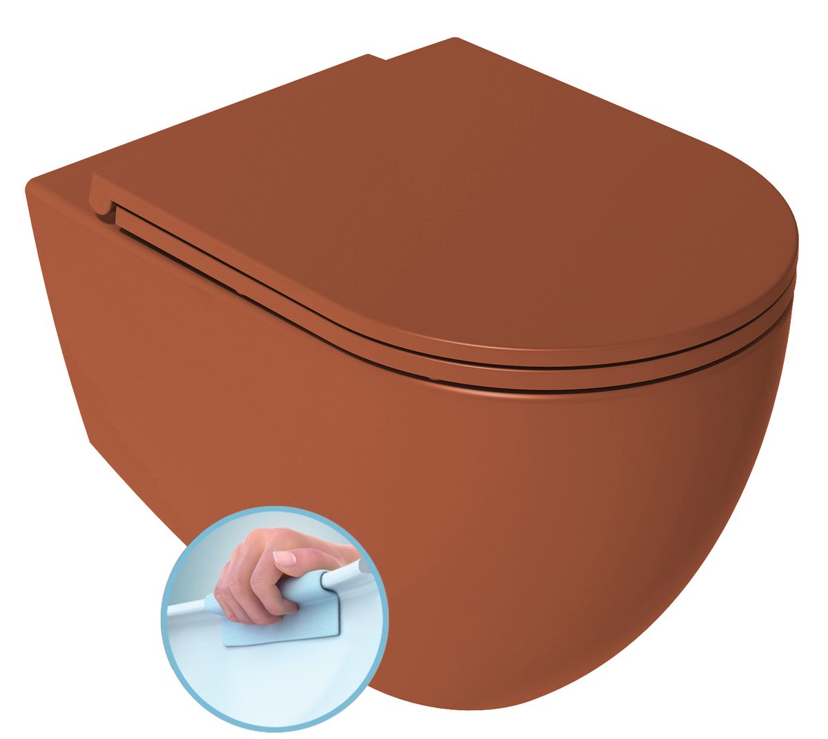 WC misa závesná INFINITY závesná WC misa, Rimless, 36,5x53cm, terracotta