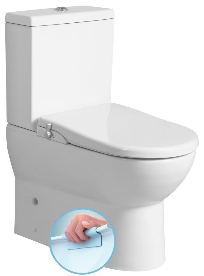WC kombi UNI JALTA PB103RW + LB402-1s bidetom Clean Star, Rimless, spodný/zadný odpad, biela