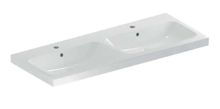 umývadlo 120 iCon Light 120x48 cm, s prepadom, 2 otvory na batérie, KeraTect, biela 501.838.00.2