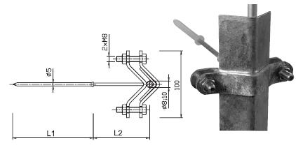 Bleskozvod držiak DOU klinec.2 FeZn uholníka so 140mm klincom (l=220mm) - bleskozvody | MasMasaryk