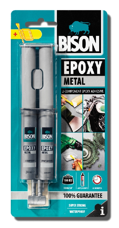lepidlo Epoxy dvojzložk.tekutý kov v striekačke 24 ml Bison   - Chémia | MasMasaryk